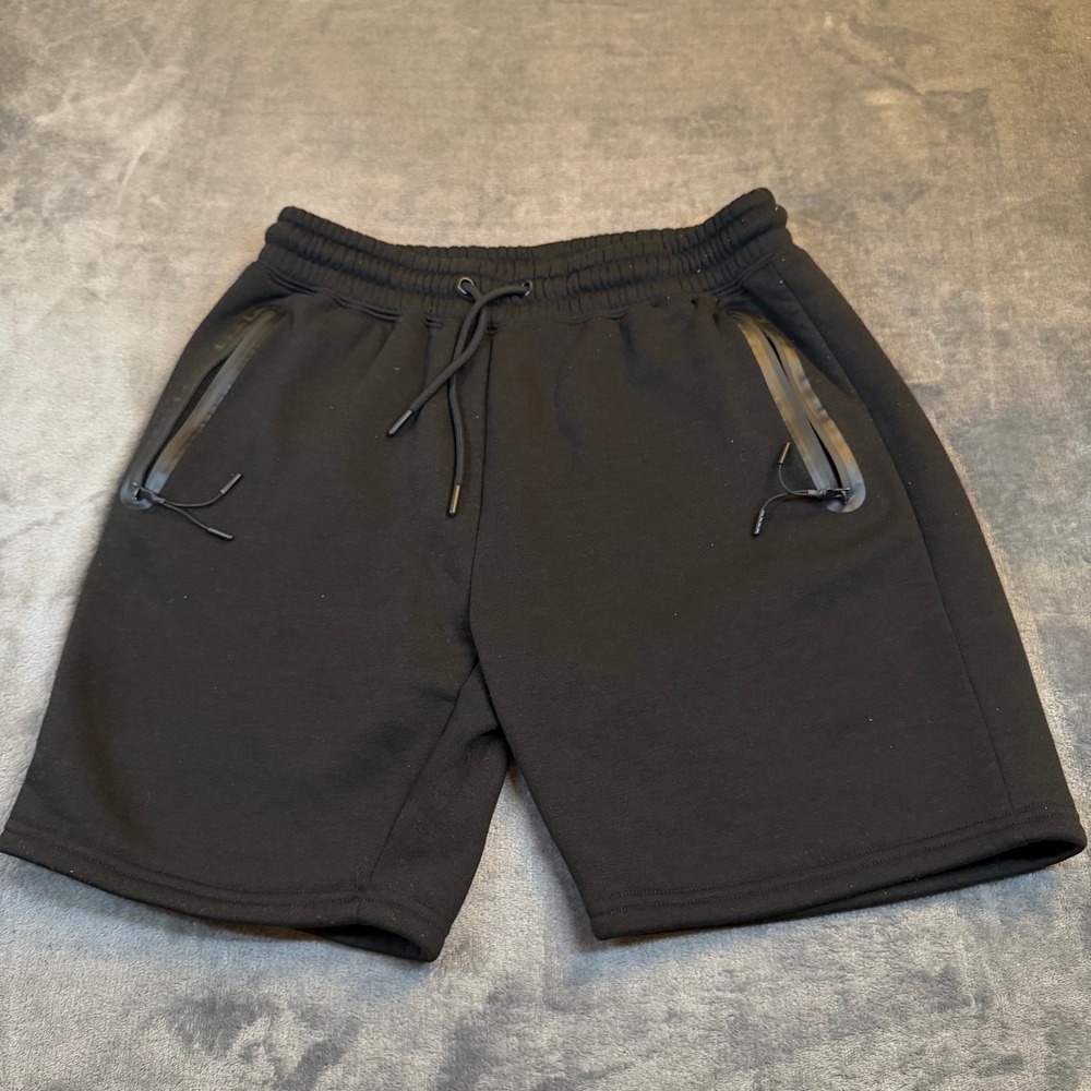 Athletex Performance Fleece Shorts Mens Medium Black Zipper Pockets